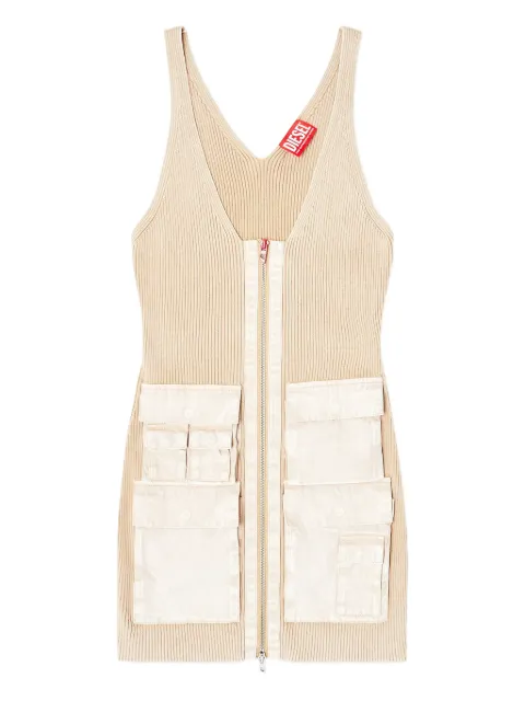 Diesel M-Gabrielle cargo-pockets ribbed mini dress Neutrals A208440QMAN