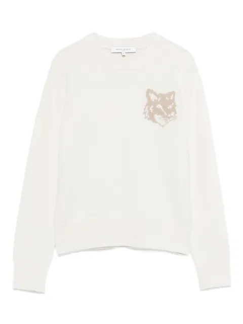 Maison Kitsuné fox-motif merino-wool sweater White NW00808KM0329