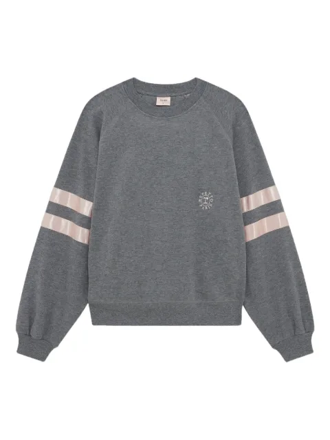 Repetto satin-stripe crew-neck sweatshirt Grey S0573A293