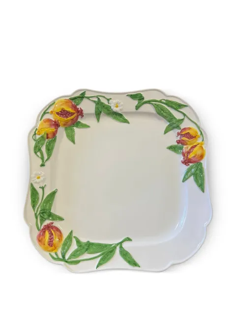 Les-Ottomans Pomegranate embossed plate (35cm x 35cm) White POM03