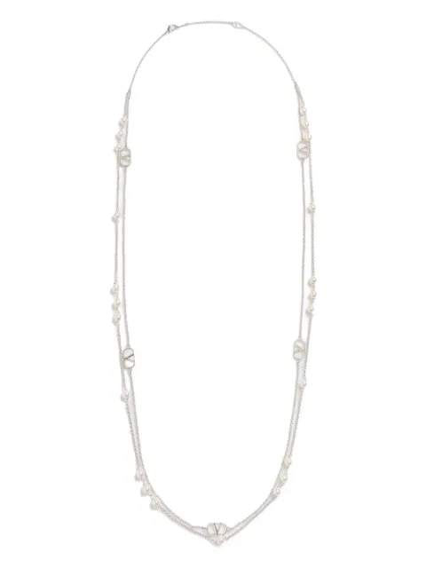 Valentino Garavani Vlogo Signature metal necklace with swarovski pearls Silver YJ0S33UXM