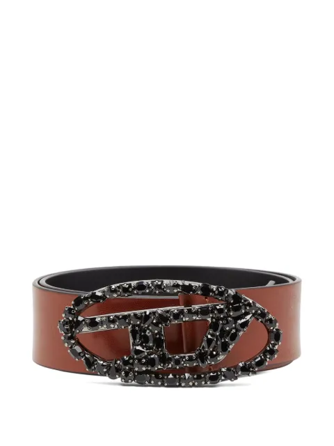 Diesel b-1dr w-crown crystal-embellished buckle belt Brown X10424P8784