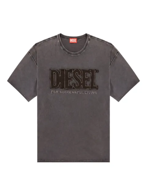 Diesel T-shirt with appliqué logo and raw edge Grey A210410KMAH