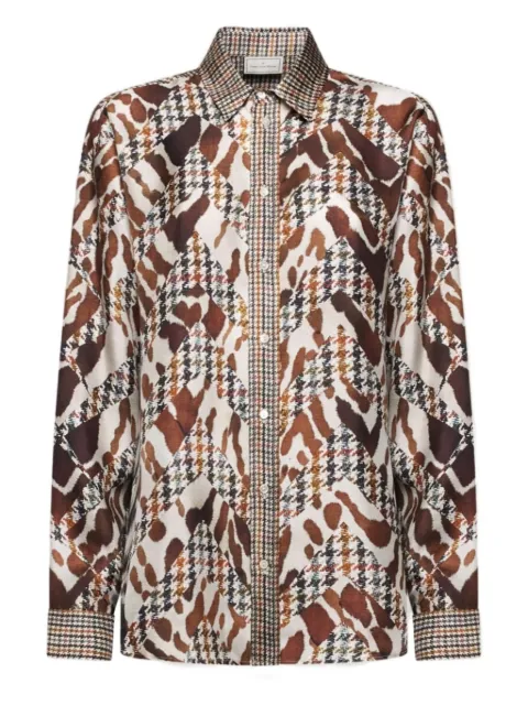 Pierre-Louis Mascia Aloe silk shirt Brown CML124511
