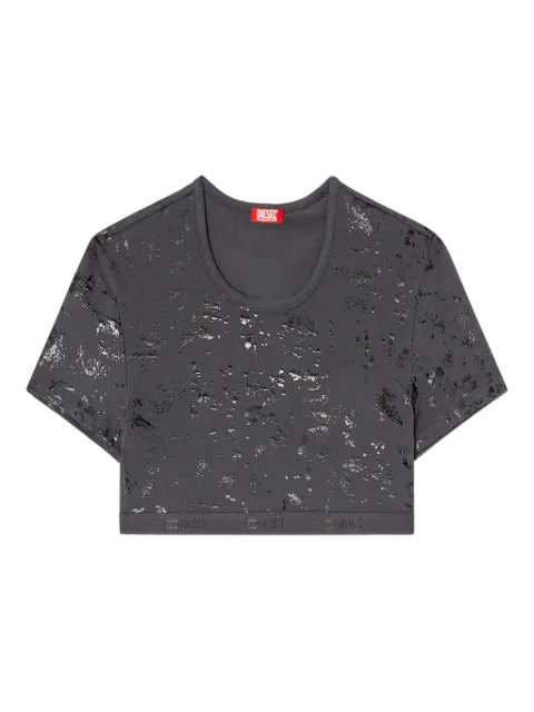 Diesel cropped T-shirt with metallic effect Grey A229440HNBB