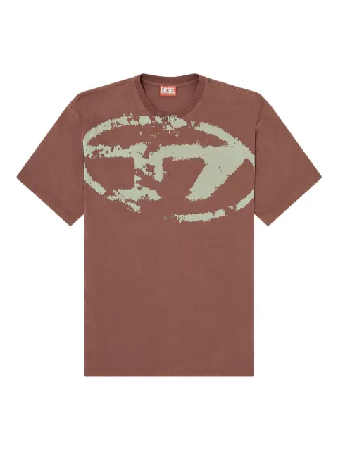 Diesel T-shirt with distressed flocked logo Brown A130490DQAU