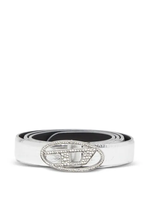 Diesel B-1dr Strass 20 leather belt Silver X09972P8785
