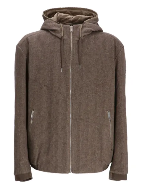 BOSS logo-patch hooded jacket Brown 50549175