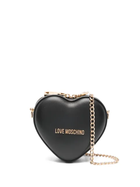 Love Moschino heart-shape chain-strap cross body bag Black JC4326PP0NKV0