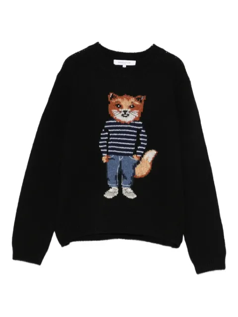 Maison Kitsuné fox-motif wool sweater Black PW00812KH0002
