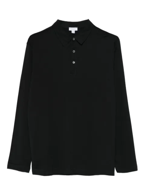 Sunspel long-sleeve polo shirt Black MPOL1054