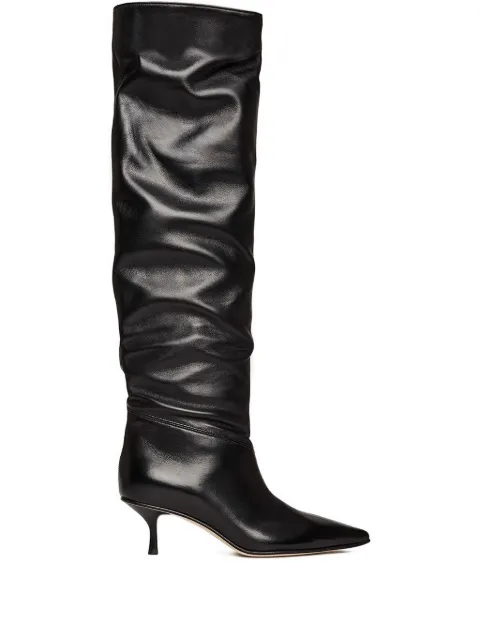 Scarosso Barbara pointed-toe ruched boots Black BARBARABOOTBLACALF