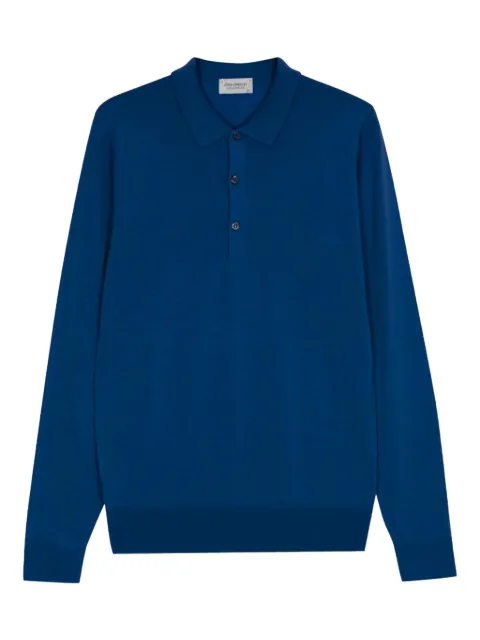 John Smedley Belper long-sleeve polo shirt Blue BELPER