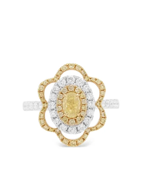 HYT Jewelry 18K white and yellow gold diamond ring Silver R1213HR