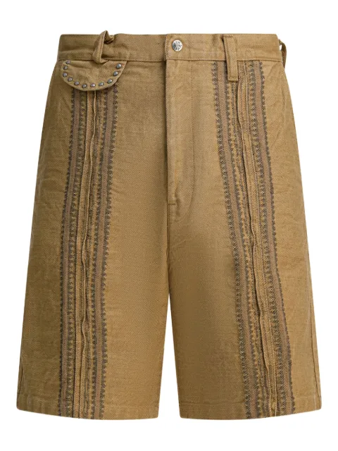 KAPITAL studded panel shorts Neutrals K2503SP078BE