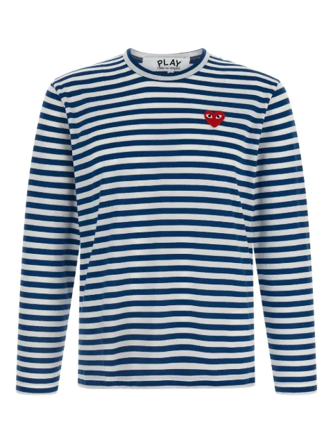 Comme Des Garçons Play striped logo-patch T-shirt Blue AXT1642