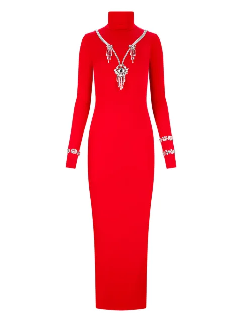 DES PHEMMES backless embellished maxi dress Red D523SJ