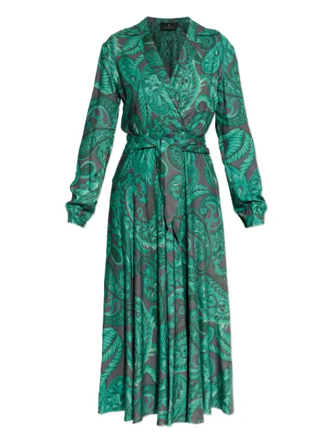 ETRO paisley-print tie-waist midi day dress Green WRHA049599SA4C8