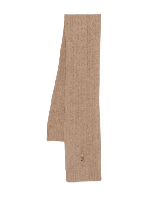 Polo Ralph Lauren cable-knit embroidered scarf Brown 449959379005