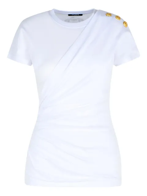 Balmain shoulder-buttons draped T-shirt White FF0EF002GF23