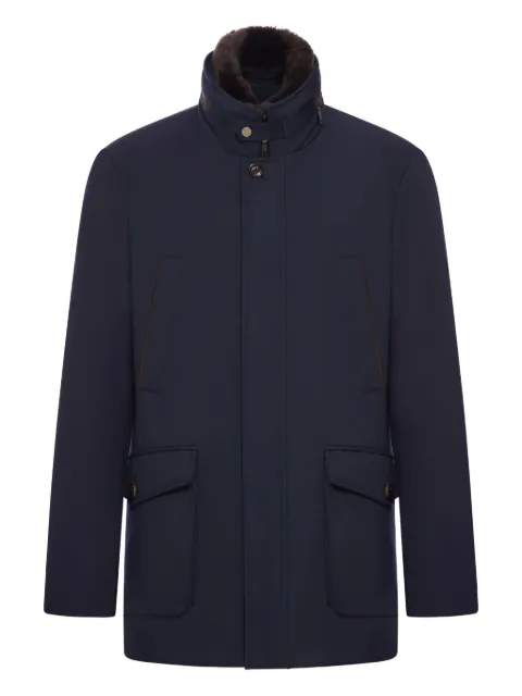 Moorer fur-collar coat Blue MOUGI101185TEPA184