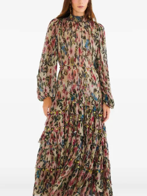 FARM Rio ruffled floral maxi dress Pink 340025