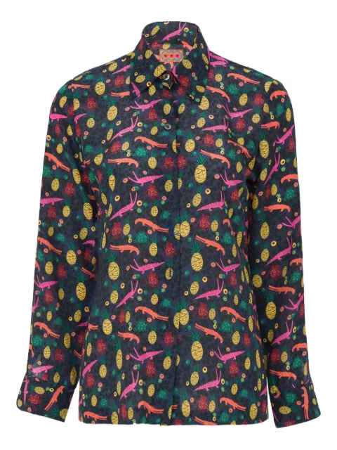 Lhd pineapple alligator print blouse Blue LHD01TO0010QPNSSG