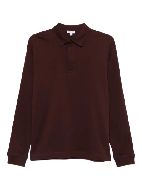 Sunspel long-sleeve polo shirt Red MPOL1066