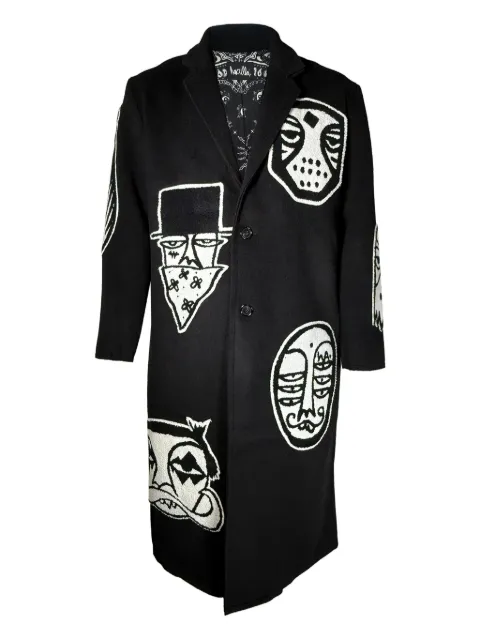 Haculla Time Capsule graphic appliqué coat Black HA02BFX01