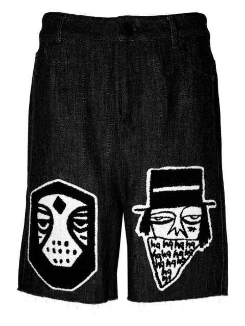 Haculla appliqué frayed shorts Black HA02BFJS01