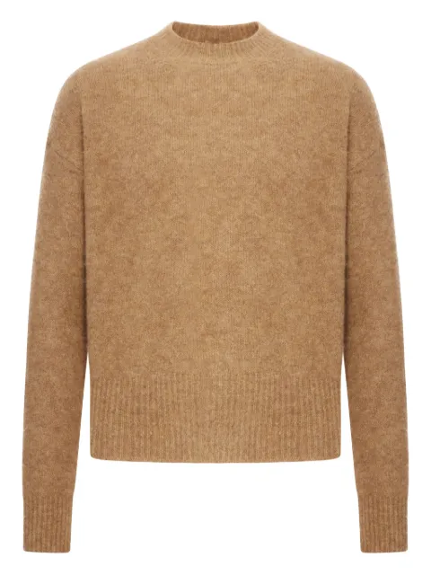 AMI Paris logo-detail crew-neck sweater Brown HKS824KN0021
