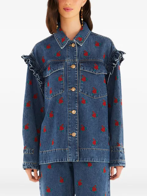 FARM Rio embroidered flowers jacket Blue 345845