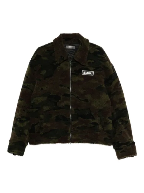 AMIRI camo fleece zip-up bomber jacket Green AMOUJA1013