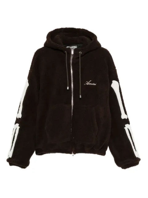 AMIRI Bones fleece zip hoodie jacket Brown AMOUJA1010
