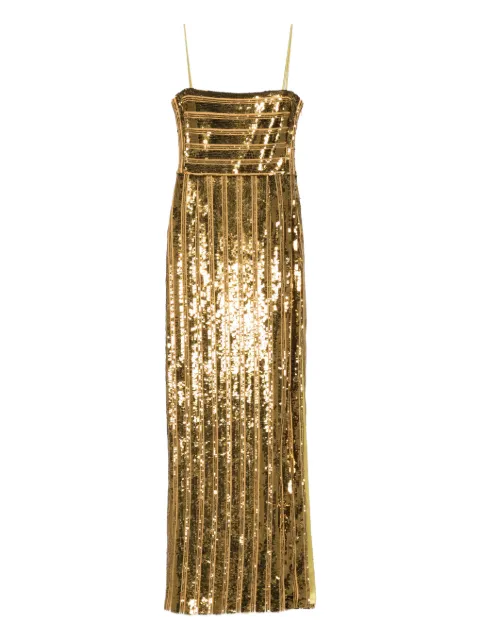 Galvan London sequin bandeau gown maxi dress Yellow DR0024