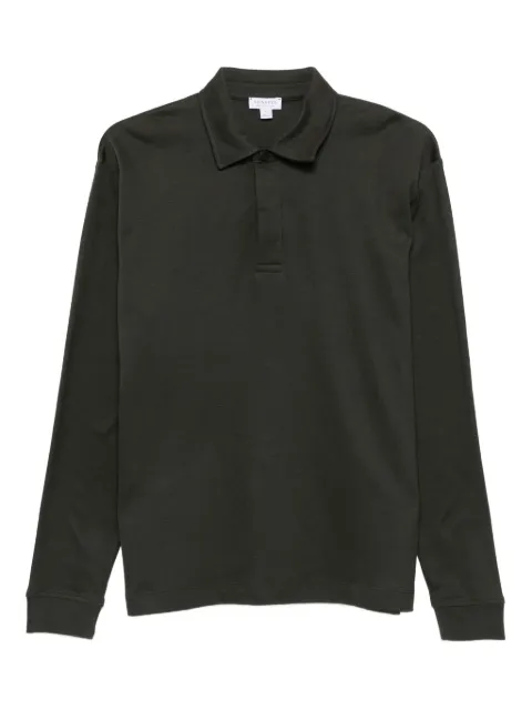 Sunspel long-sleeve polo shirt Green MPOL1066