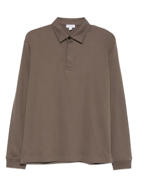Sunspel long-sleeve polo shirt Brown MPOL1066