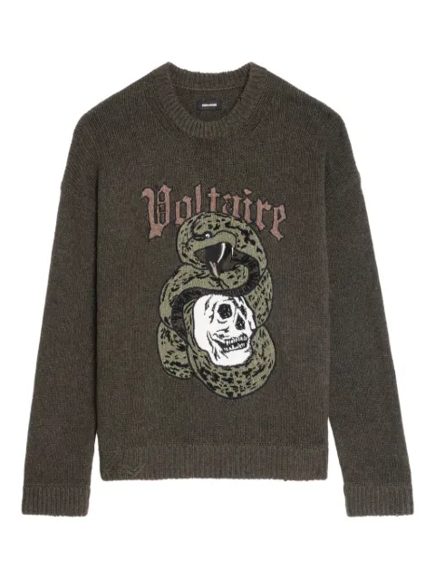 Zadig&Voltaire Marko snake-motif sweater Green KMSW01826