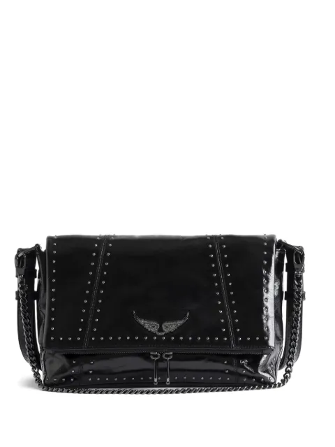 Zadig&Voltaire Rocky II retro studded leather bag Black LWBA04244