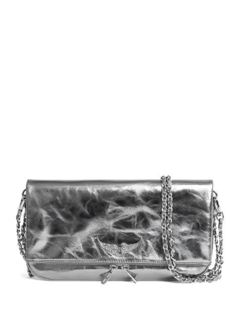Zadig&Voltaire Rock metallic leather clutch Grey LWBA04153
