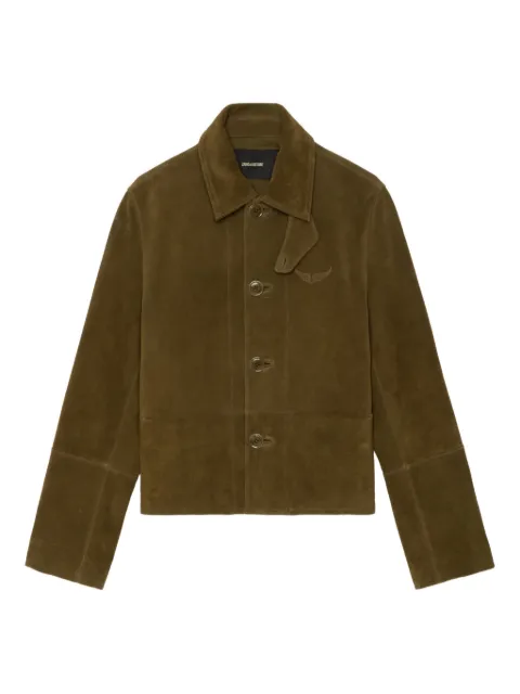Zadig&Voltaire Lessa suede leather jacket Green RWOW01273