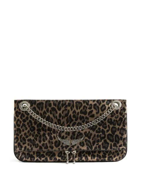 Zadig&Voltaire Rock II metal leopard clutch Brown LWBA04187