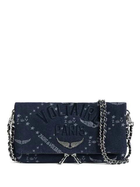 Zadig&Voltaire Rock Monogram denim pochette Blue LWBA04346