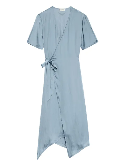 Zadig&Voltaire satin wrap dress Blue WWDR02626
