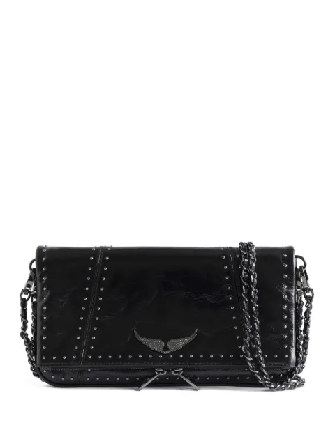 Zadig&Voltaire Rock retro patent studs clutch Black LWBA04243