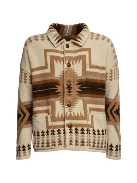 RAKKI buttoned geometric-print cardigan Neutrals PUEBLOWVB