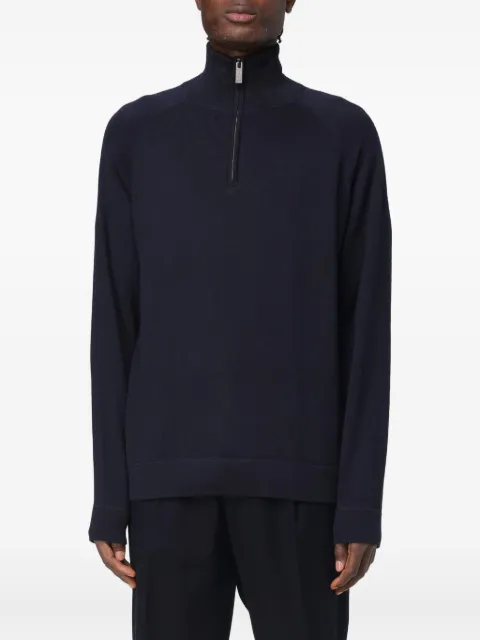 Paolo Pecora zip funnel neck knitwear Blue A037F001