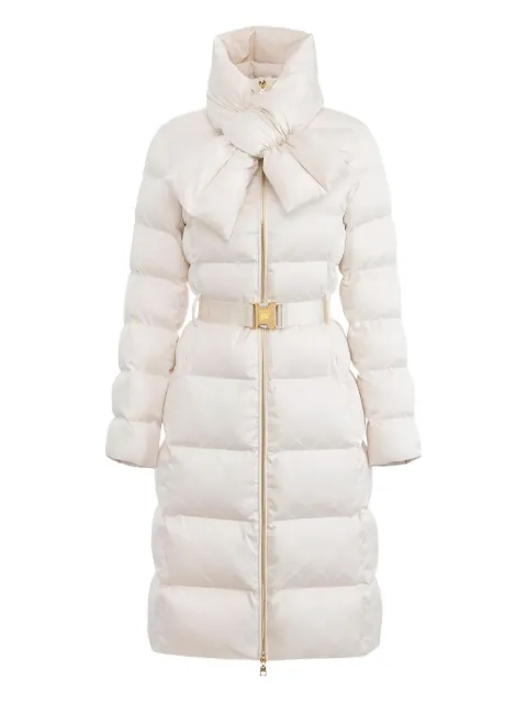 Elisabetta Franchi jacquard scarf-collar down coat Neutrals PI84D56E2