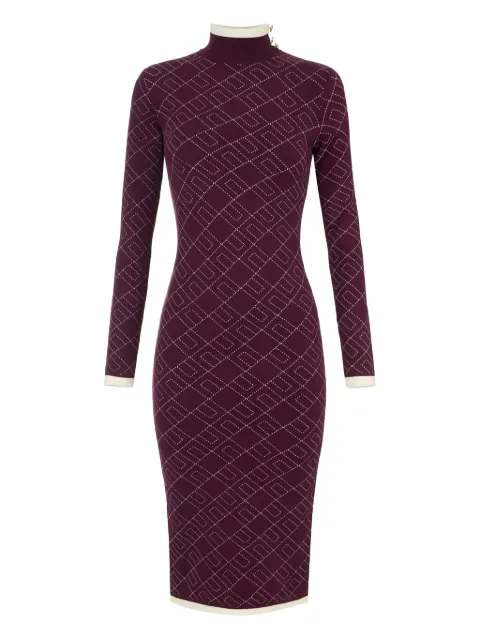Elisabetta Franchi decorative-button jacquard knit midi dress Red AM18T56E2