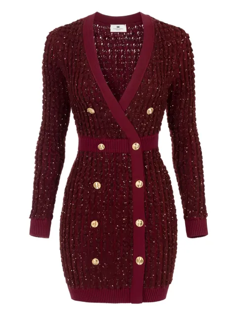 Elisabetta Franchi bouclé-knit sequin-embellished mini dress Red AM15Q56E2